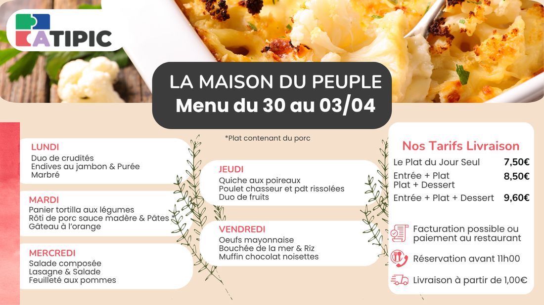 Menu de la semaine à Colombelles | La Maison du Peuple ATIPIC