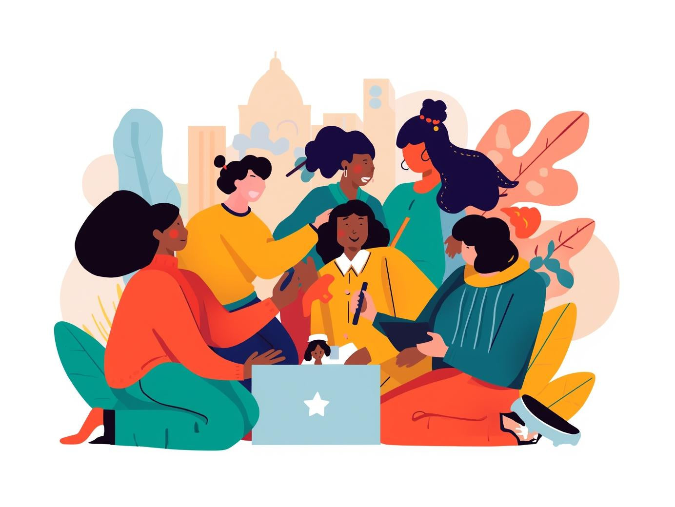 illustration d'un groupe de personnes qui communiquent ensemble