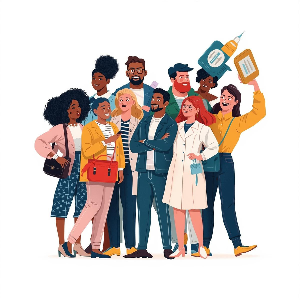 illustrations de plusieurs personnes qui sont contentes de découvrir Atipic à Colombelles